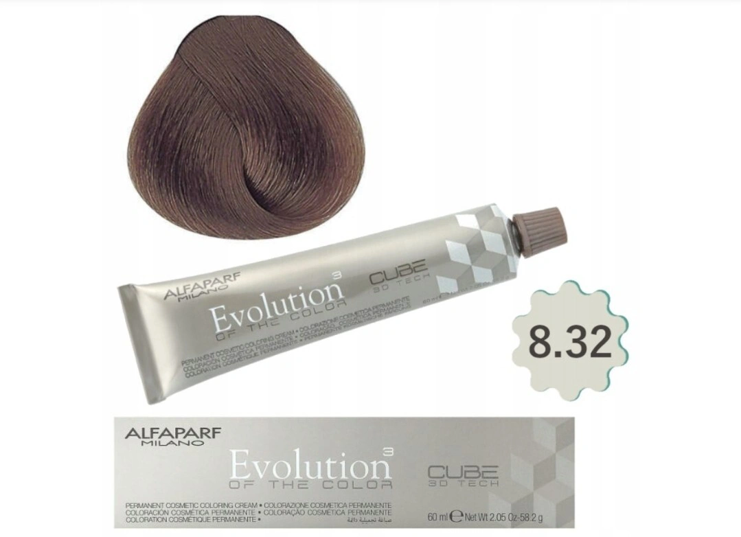 Alfaparf Evolution of the Color CUBE hajfesték - 8.32 60ml Light Golden Violet Blonde képe 1